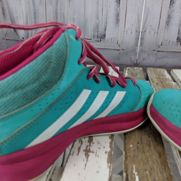 Adidas kids Q16038 shoes hi-tops sneakers green pi - Picture 4 of 8